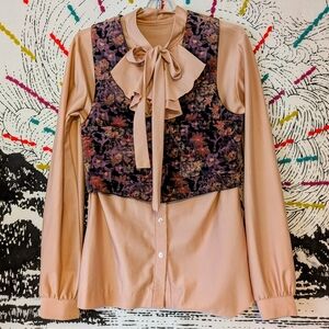 Vintage 80s 90s Dark Academia Whimsygoth Fairycore Blouse and Vest Bundle